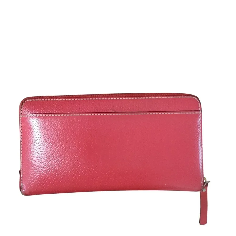 Kate Spade New York‎ Red Leather Zip Around Wallet Polka Dot Lining